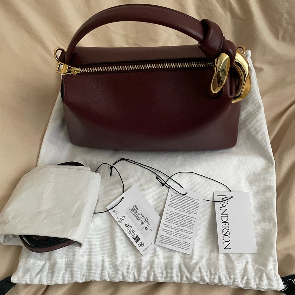 JW Anderson Corner Bag in Burgundy